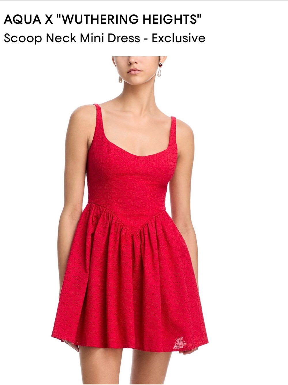 AQUA x Wuthering Heights Red Eyelet Mini Dress – Size M